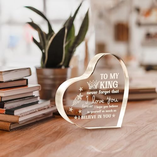 Image of Gifzy Gifts for Boyfriend, Valentines Day Gifts, Anniversary I Love You Gift for Him Boyfriend, Men's Heart Shaped Acrylic Block -Fathers Day Birthday Gift for Him Boy friend Husband