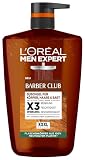 L'Oréal Men Expert XXXL Duschgel und Shampoo für Männer, Duschbad zur Reinigung von Körper, Haar, Gesicht und Bart, Herren Körperpflege mit holzigem Duft und Zedernholzöl, Barber Club, 1 x 1000 ml