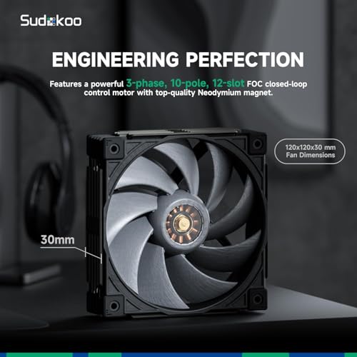 Image of MACH120 120mm Case Fan: PWM Quiet PC Fans with FOC Motor - 4 Pin LCP High Speed Computer Cooling Fan with 500-3000 RPM
