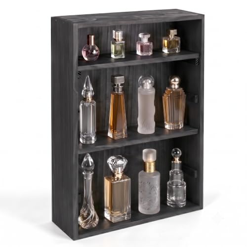 Perfume Organizer Wall Mount Perfume Shelf for Wall with 4 Removable Shelves Applicable on Desktop or Wall Mount for Cologne Collectible Cosmetics and Shot Glass Trinket Shelf and Perfume Cabinet
