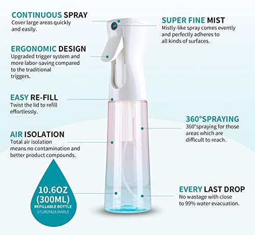 Tanshine Continuous Hair Plant Mister Spray Bottle Fine Empty Small Mist Spray Bottles Mist Sprayer Water Alcohol Cleaning Spray Mist Bottle For Curly Hair Styling Products,Plants,Barber Accessories #TOP1