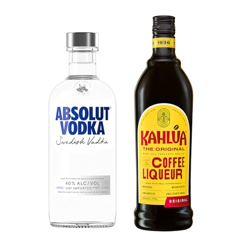 ABSOLUT VODKA Original + KAHLUA Liqueur de café, 70cl - Bases cocktails Espresso Martini, White Russian