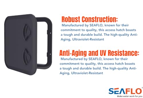 SEAFLO Marine Boat Deck Rectangular Access Hatch - 14.57" x 14.76" (370mm x 375mm) 180° Opening Lid, Non-Skid, Corrosion and UV Resistant, 4-Year Warranty! (Black, Standard) by SEAFLO - Image 7