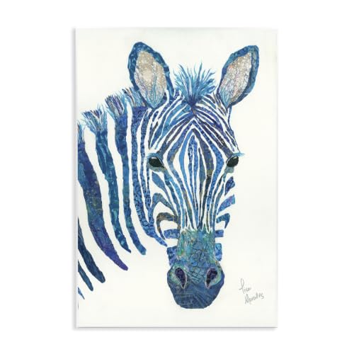 Blue Zebra Wildlife Collage, 10 x 15 Inch Mounted Print on Wall Plaque