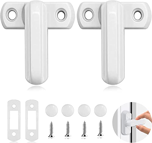 2 Stück Fenstersicherung, Zinklegierung Fenster Türbegrenzer mit Schraube, Kindersicherung Fenster Sicherheitsschlösser für UPVC, PVC, Türen, Fenster, Sicherheit zu Hause - Weiß Cover
