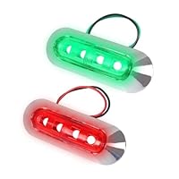 MiOYOOW 2PCS LED Navigationslichter, Wasserdichte LED Marinedecklichter Signallicht Signalleuchte Seitenbogen Licht für Nachtyacht Segelbootschiffe Rot/Grün