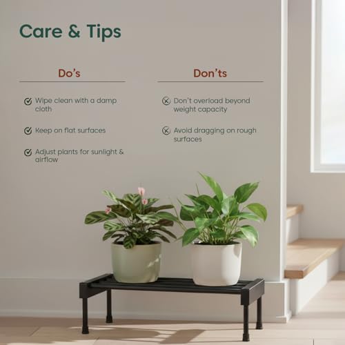 Image of KYARI Elevate Square Tube Iron Plant Stand (Set of 3) | Heavy Duty Pot Stand for Indoor & Outdoor Plants | Rust-Resistant Metal Flower Pot Holder for Balcony & Living Room | Black