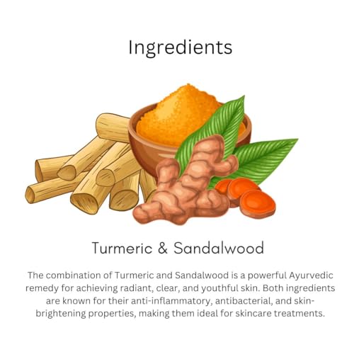 Image of Utkristh Khadi Turmeric & Sandalwood Face Mask 100 gm | Pure & Ayurvedic | For Dark Spots, Dullness & Breakouts | Deeply Exfoliates for Glowing Skin | All Skin Types | Face Mask For Men & Women