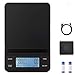 3T6B Báscula de Café Digital, 3 kg/0.1 g Báscula Cocina Hornear de Alta Precisión, Báscula Alimentos con Función Tara con Tapete Antideslizante y Temporizador LCD (Luz Blanca, Carga USB)