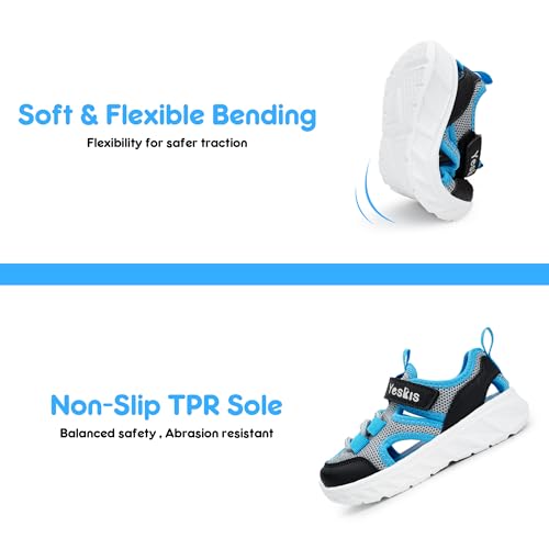 Image of YESKIS Toddler Boys Girls Sport Sandals Outdoor Athletic Hiking Running Tennis Barefoot Shoes Lightweight Closed Toe Adjustable Strap for Toddler and Little Kids