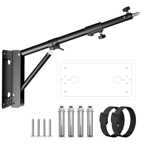 Adjustable Ring Light Wall Mount Triangle Boom Arm for Photography Strobe Light, Monolight, Softbox, Umbrella, Reflector and Octobox, 180º Flexible Rotation, Max Length 4.25 Feet/51in/130cm