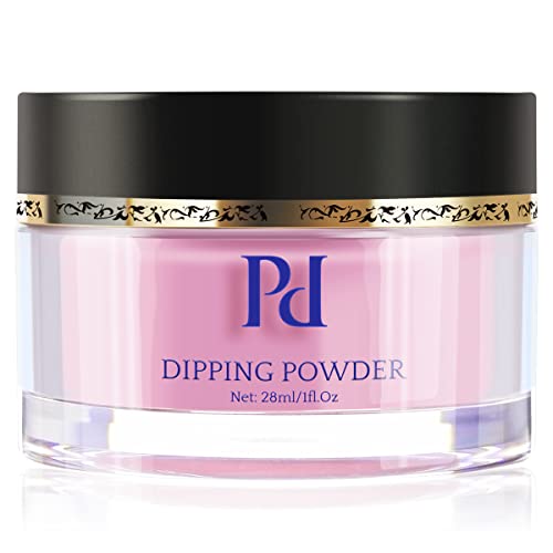 PrettyDiva Pink Dip Powder - 1Oz Romantic Pink Shimmer Dip Powder for Nails, Highly Pigmented Fine Dip Nail Powders Odor-Free Nail Dip Powder for French Manicure