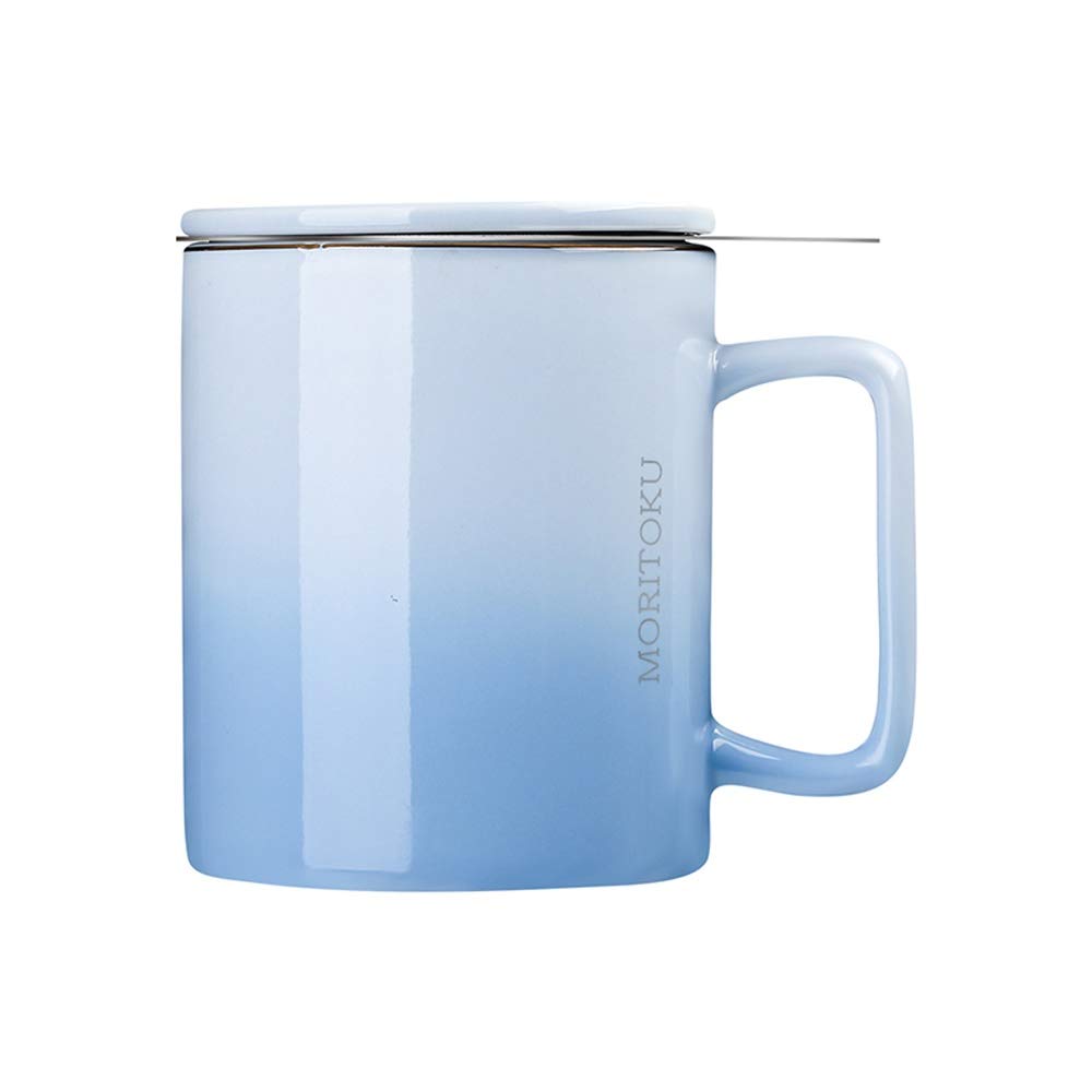 L-entcy Mug 304 Stainless Steel Coffee Mug High Temperature Mug With Lid (with Filter) Water Cup Tea Cup Geometric Pattern With Stainless Steel Strainer Ceramic Coffee Mug With Lid (Color : Blue 1)