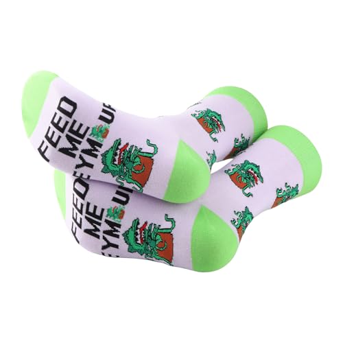 PXTIDY 2 Pairs Little S Horror Socks Horror Movie Lover Gift Feed Me Musical Sock3