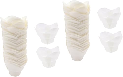 PRETYZOOM 200 unidades de panadería para cupcakes, envoltorios de papel de loto para hornear, tazas de magdalenas, casos, tulipanes, mini muffins,