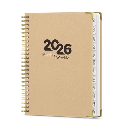 Agenda semanal mensual 2026 de 12 meses, planificador académico de encuadernación de doble bobina para agenda diaria, prioridades, gestión de planes, cuaderno de viaje