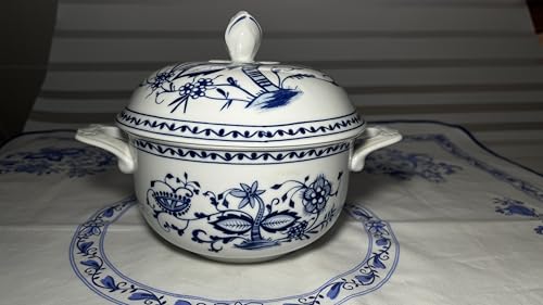 Kahla Zwiebelmuster Porzellan, Terrine mit Deckel, 18 cm x 9,5 cm,...