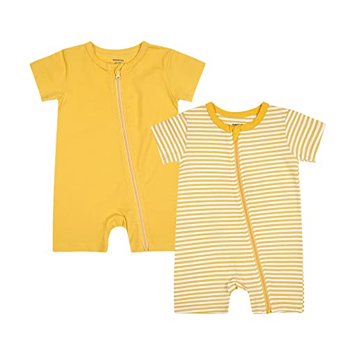 Image of Teach Leanbh Baby Boys or Girls 2 Pack Pajamas Cotton Short Sleeve Zipper Romper Jumpsuits Sleep and Play 3-24 Months …
