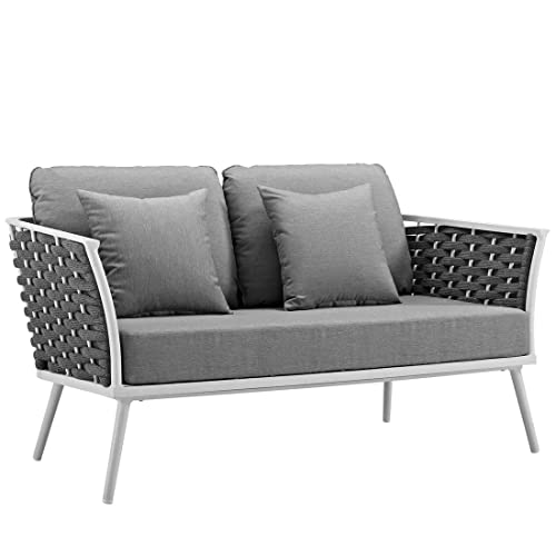 Image of 6 Seater Contemporary Rope Sofa with Comfortable Cushions for Ultimate Relaxation | UV-Resistant, Water-Resistant, and Fade-Proof Outdoor Sofa Set (Grey)
