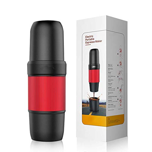 Tragbare Kaffeemaschine, Maschine für Camping Electric, One-Button-Modus, kompatibel mit Nespresso-Kapsel, Kaffeemaschine zum Fahren, Reisen, Rot