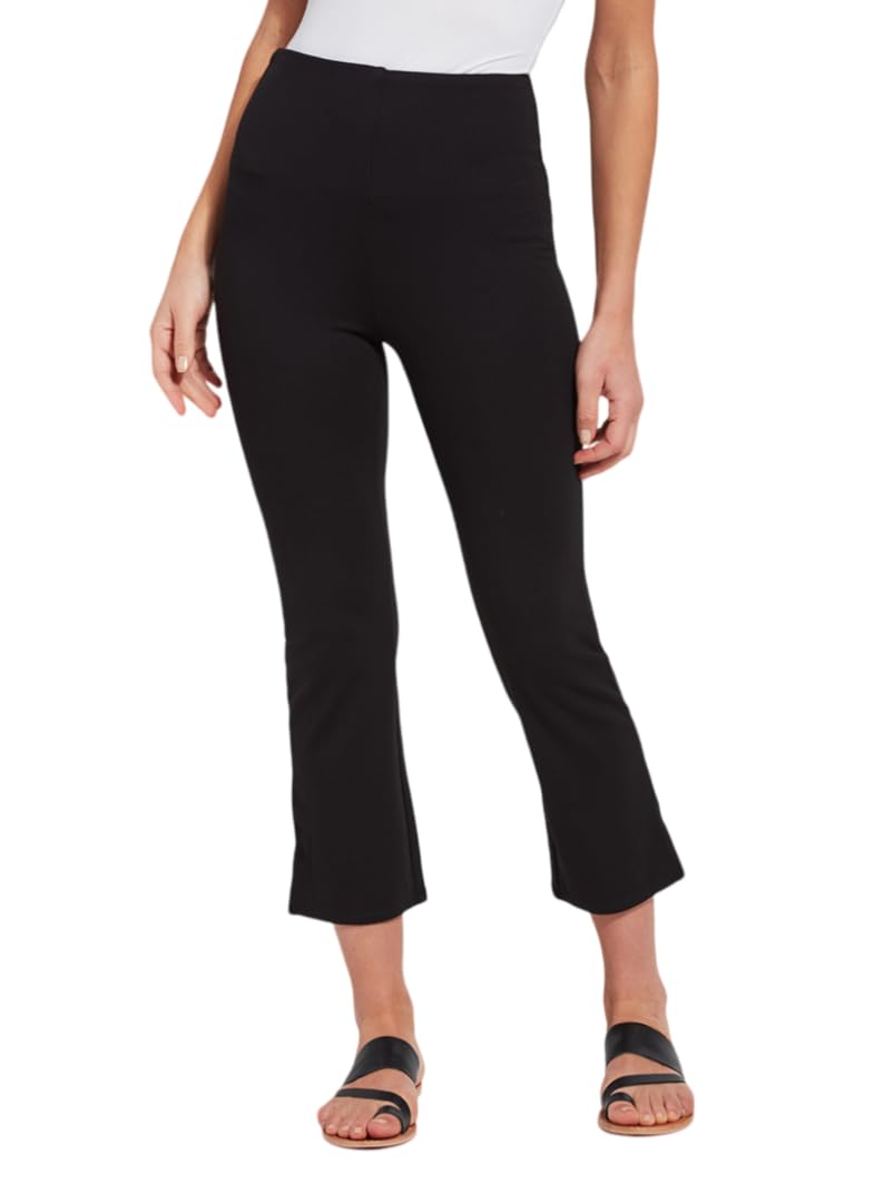 Lyss Cropped Kick Flare Pants - Ponte Pants and Womens Cropped Pants with Flared Hem and Side Slit
