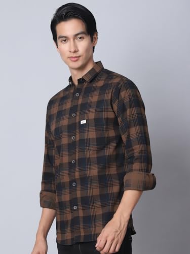 Image of Majestic Man Comfort Cotton Slim Fit Checked Casual Shirt for Men