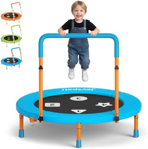 36-Inch Toddler Trampoline with Adjustable Bar, 3FT Foldable Mini Rebounder