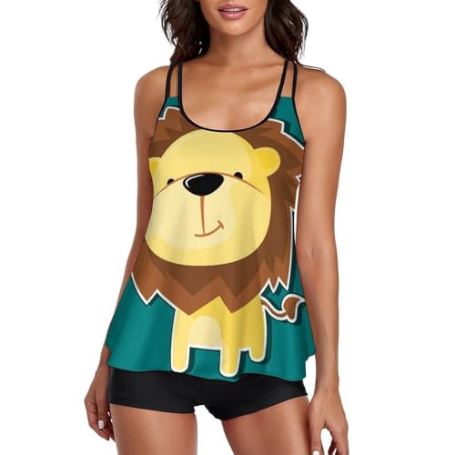 Tankini femme avec short de garçon pour vos journées détente et robe de plage lion