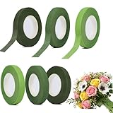 xinxinlovee Floristenband, 6 Stück Floristenkrepp, Blumenband in Grün für Blumenarrangements und Floristik, 27m pro Rolle, 162m Gesamt