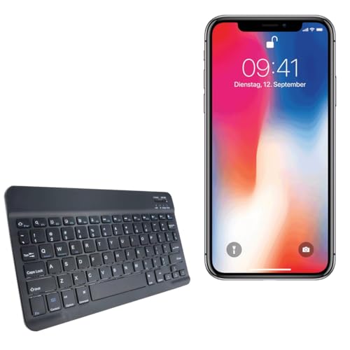 BoxWave Keyboard Compatible with iPhone X - SlimKeys Bluetooth Keyboard, Portable Thin with Chiclet-Style Keys - Jet Black