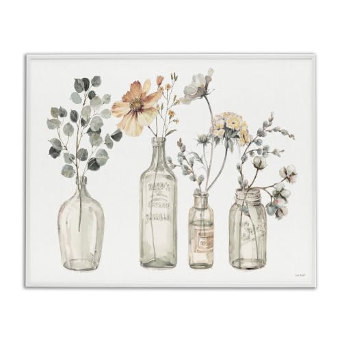 Antique Floral Bouquets in Jars, 11 x 14 Inch Framed Giclée Print - image 1