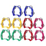 ORFOFE 10個 カラー手持ちタンバリン ハンドベル付きパーカッション楽器 から大人まで楽しめるリズム感覚向上知育