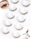 Brown Self Adhesive Glueless Lashes - False Eyelashes Waterproof Natural Pre-glued Easy Eyelashes for Beginners Fake Lashes Press on Lashes Strips by EMEDA(Brown 863)