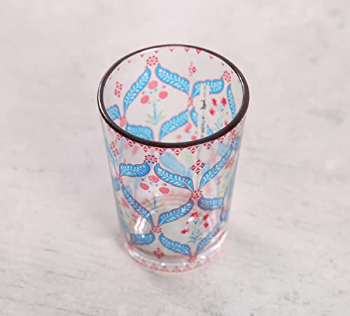 Image of India Circus By Krsnaa Mehta Blooming Dahlia Printed Kullad Tea Serving Chai Coffee Cups Glasses | Multicolour | Set of 4, 140 mL Each