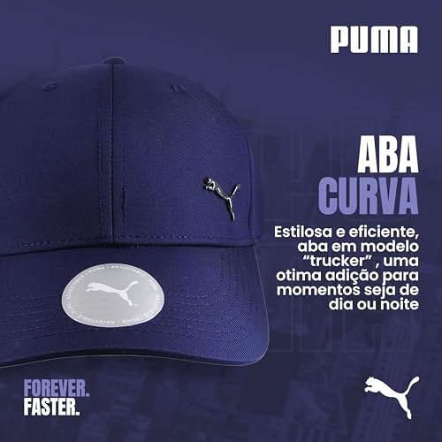 PUMA Boné Metal Cat Aba Curvada Respirável Faixa Ajustável Trucker Unissex Adulto, Peacoat, Único