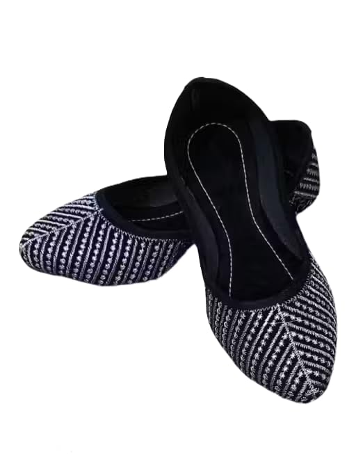 Women's Embroidered Jutti Ethnic Flat Shoes with Sequin Work GCF07_Fawara Bally_Silver06_Silver06 Silver-image-49