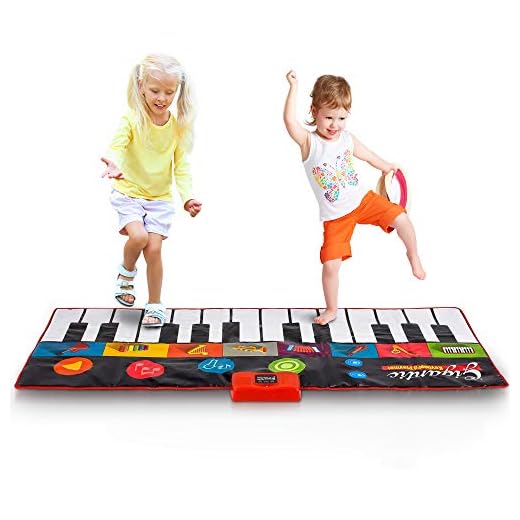 Abco Tech Giant Piano Mat - Jumbo Floor Keyboard with Play, Record, Playback and Demo Modes - New Look - 8 Different Musical Instruments Sound Options - 70in Play Mat - 24 Keys (Colorful)