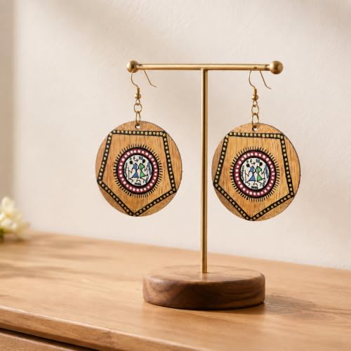 Image of Handcrafted Artistic & Tribal Earrings Collection for Women - Bohemian, Floral, Wooden & Ethnic Statement and Stud Designs