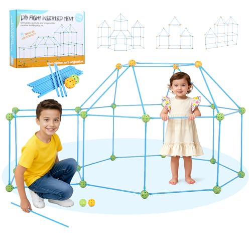 DIY Höhle Kinder Konstruktionsspielzeug, 140PCS Höhle Bauen Kinder Set Outdoor Spielzeug für 5+ ahre alt Junge & Mädchen, Kreatives Bauset für Outdoor Indoor Garten