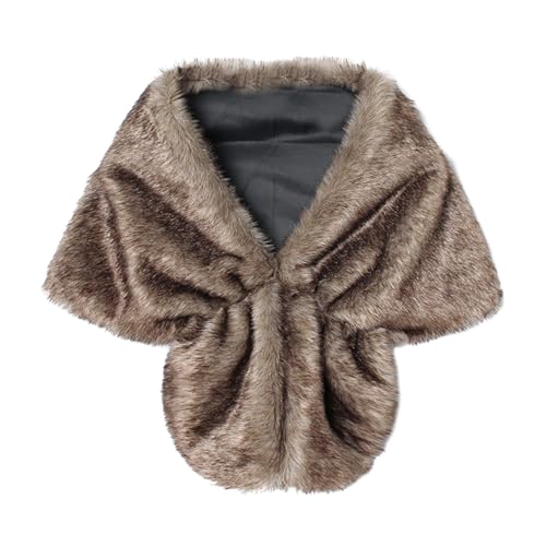 YJZQ Châle d'épaule fausse fourrure Étole à Gilet - Manteau de Soirée années 1920 & Écharpe Femme Cape Mariage Boléro Cape Nordique - EU36 pour...