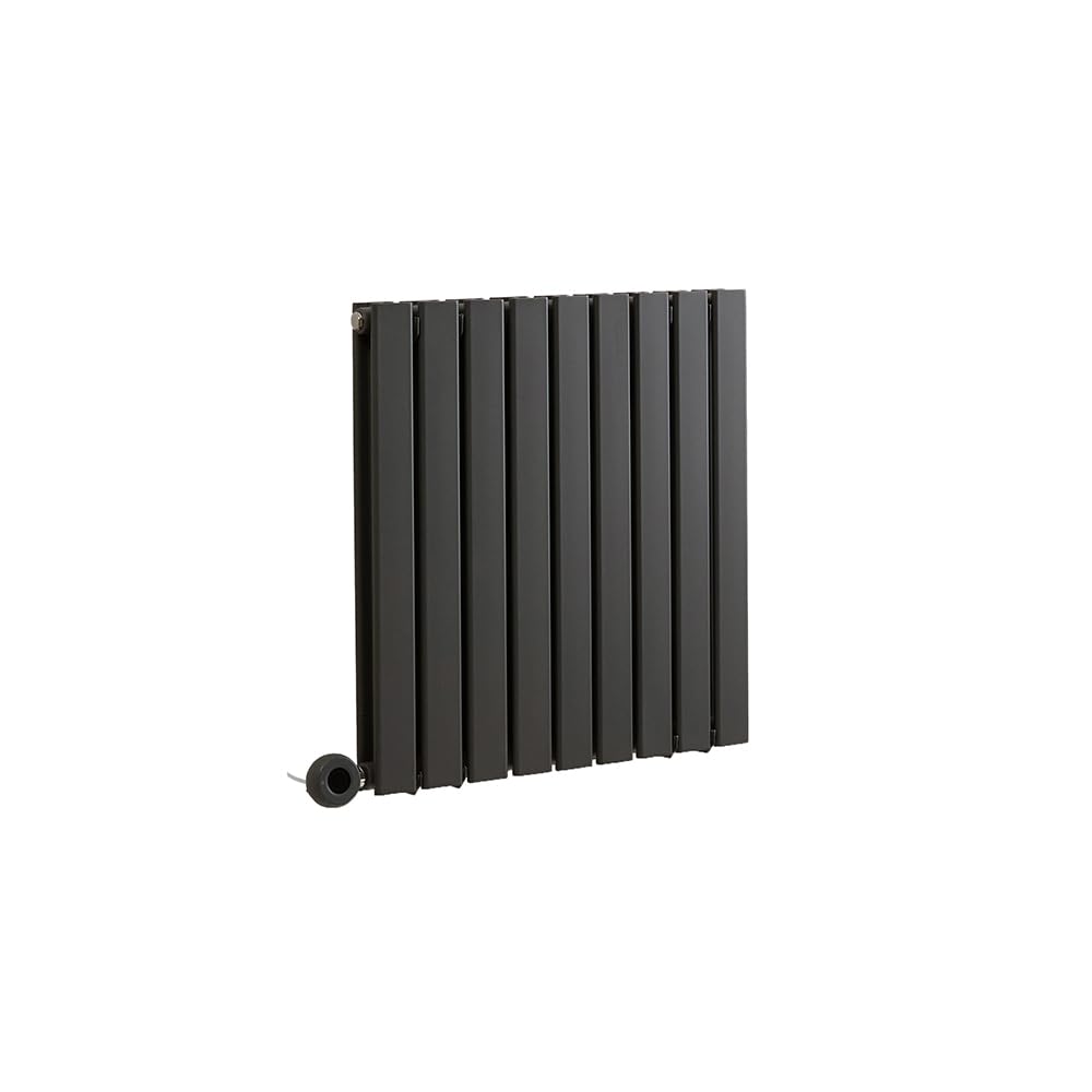 Milano Black/Anthracite/Grey Electric Designer Radiator 635Mm X 630Mm Double Panel Horizontal With Hardwired Wi-Fi Thermostat - X Ecoso Alpha
