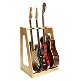 Gran Walker ギタースタンド 木製 3本 5本 転倒防止 滑り止め アコースティックギター エレキギター ベース 対応 安定 楽器スタンドホルダー (ナチュラルウッド, 3本収納)