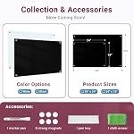 Magnetic Glass Whiteboard 24"X18" Dry Erase Black Board for Wall | Large Frameless Glass White Board with 1 Marker Tray and 6 Magnets for Office, Home, Classroom