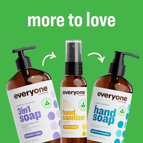 Image of Everyone 3-in-1 Soap, Body Wash, Bubble Bath, Shampoo, 32 Ounce (Pack of 2), Peppermint Tea Tree, made with Essential Oils for Men and Women | Body wash | shampoo | bubble bath in one | peppermint tea tree | plant-based | men and women | bulk 2-pack value