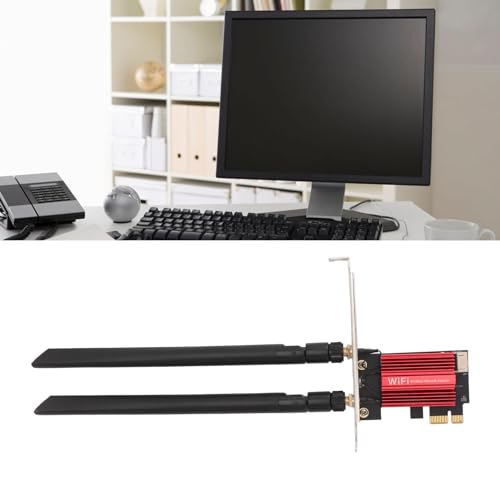 Tarjeta de Red Inalámbrica WiFi 6E PCIe X1 5374Mbps, Bluetooth 5.3, Antena Dual 8dBi, Tri Banda 2.4G 5G 6G para PC de Escritorio Gaming miniatura 4