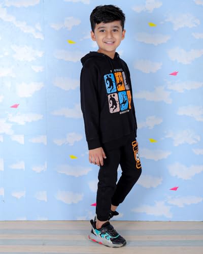 Image of The Mom Store Kids Sweatshirt With Joggers Set| Cotton With French Terry | Cute Prints | Warm | For Boys & Girls | Trendy Winter Sets For Kids | Hoodie And Sweatpant Set