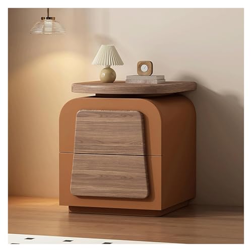 ナイトテーブル 軽量ナイトスタンド、2つの無垢材引き出し、丸い角とオープン収納棚を備えた小さなベッドサイドテーブル、ベッドサイドキャビネット 安全で異臭なし(Orange,40cm/15.7in)