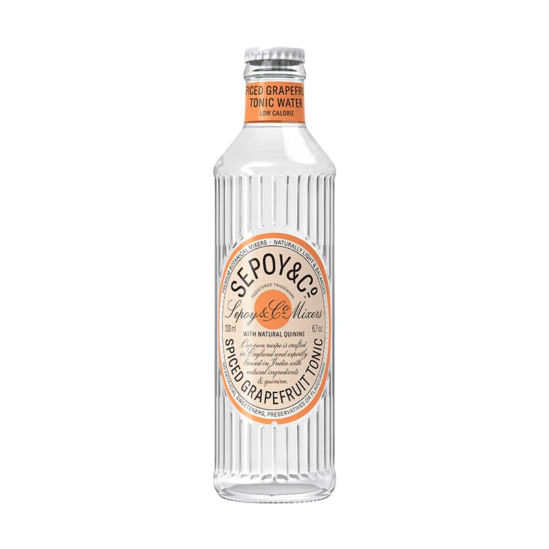 Grapefruit Tonic Water, Premium G&T Mixer, Flavoured Tonic Water, Low Cal, Less Sugar, Sparkling, 100% Natural Ingredients, Pack of 12 X 200ml