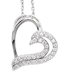 Federringverschluss Collier Herz 925 Sterling Silber rhodiniert 29 Zirkonia 45cm Silberkette Halskette Kette Damen