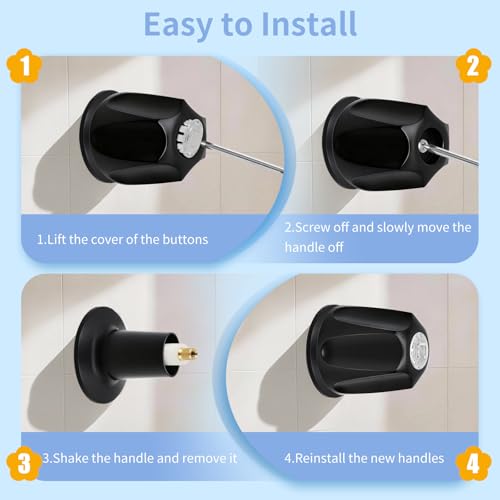Juego de grifería para bañera con ducha, 3 perillas, acabado negro mate, compatible con Price Pfister Verve, conexiones macho de 1/2" y 3/4" miniatura 7